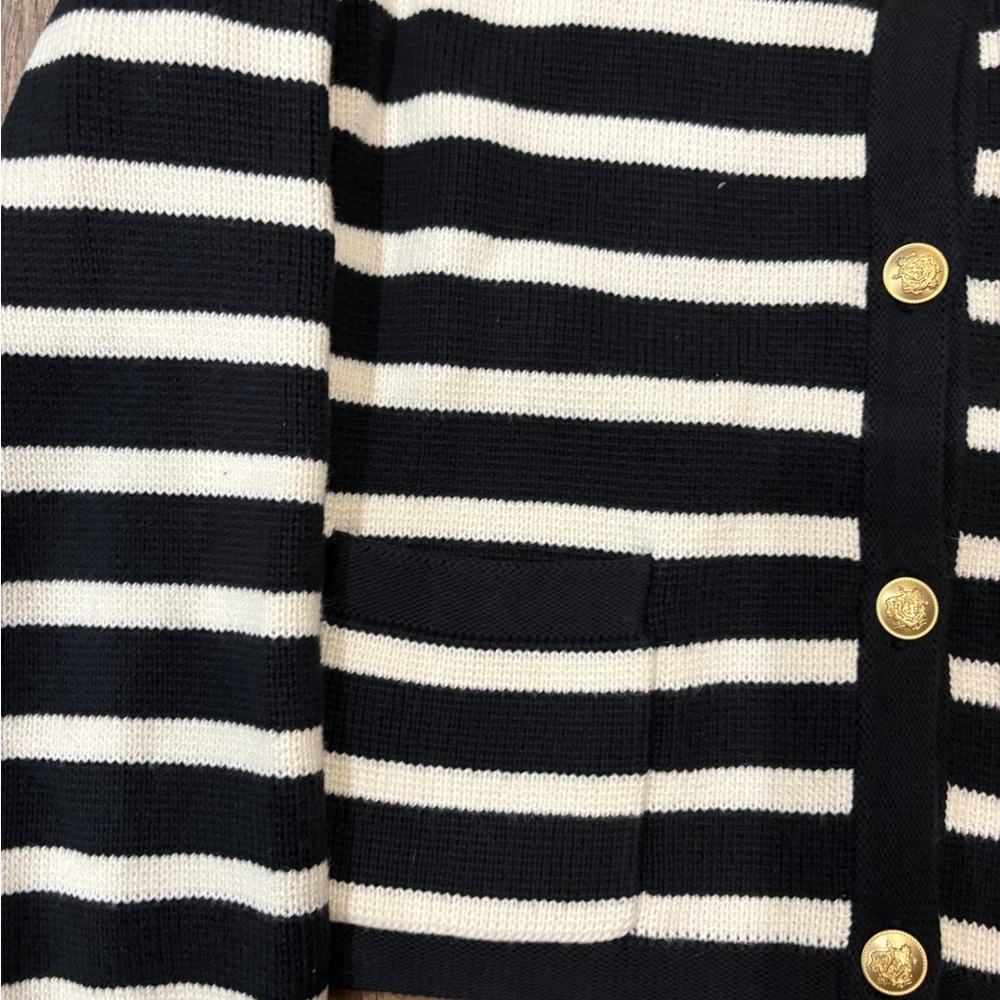J. Crew Black and Cream Striped Sweater - Picture 3 of 3